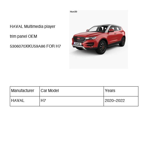HAVAL Multimedia player trim panel OEM 5306070XKU59A86 FOR H7 5306070XKU59A86-HAVAL_OEM