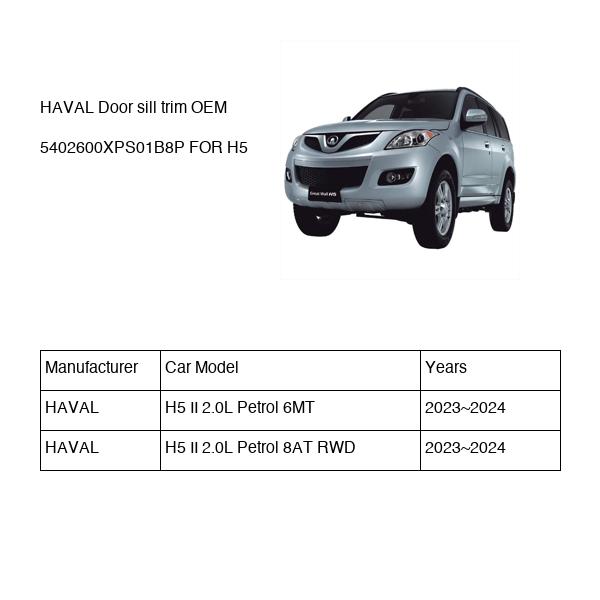 HAVAL Door sill trim OEM 5402600XPS01B8P FOR H5 5402600XPS01B8P-HAVAL_OEM