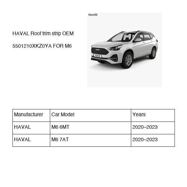 HAVAL Roof trim strip OEM 5501210XKZ0YA FOR M6 5501210XKZ0YA-HAVAL_OEM