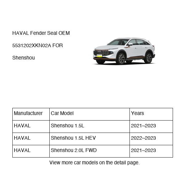 HAVAL Fender Seal OEM 5531202XKN02A FOR Shenshou 5531202XKN02A-HAVAL_OEM