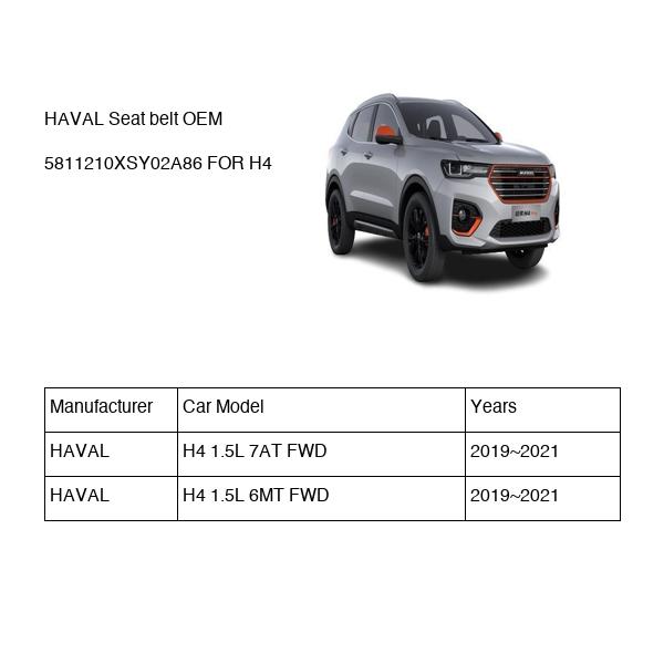 HAVAL Seat belt OEM 5811210XSY02A86 FOR H4 5811210XSY02A86-HAVAL_OEM