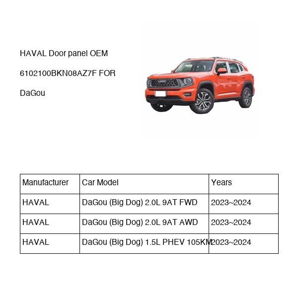 HAVAL Door panel OEM 6102100BKN08AZ7F FOR DaGou 6102100BKN08AZ7F-HAVAL_OEM