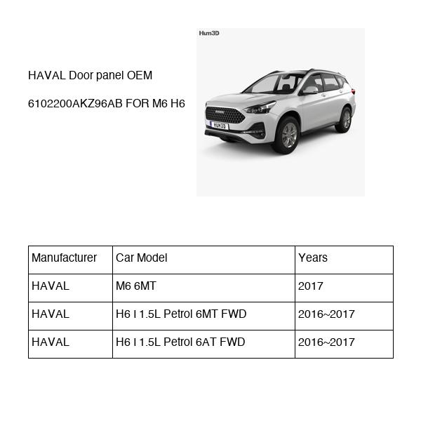 HAVAL Door panel OEM 6102200AKZ96AB FOR M6 H6 6102200AKZ96AB-HAVAL_OEM