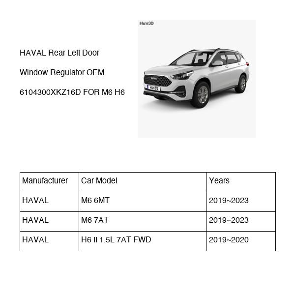 HAVAL Rear Left Door Window Regulator OEM 6104300XKZ16D FOR M6 H6 6104300XKZ16D-HAVAL_OEM