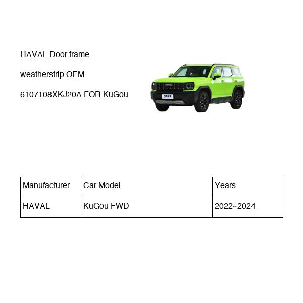 HAVAL Door frame weatherstrip OEM 6107108XKJ20A FOR KuGou 6107108XKJ20A-HAVAL_OEM