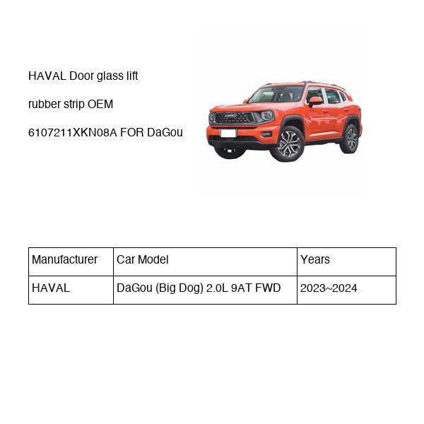 HAVAL Door glass lift rubber strip OEM 6107211XKN08A FOR DaGou 6107211XKN08A-HAVAL_OEM