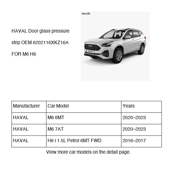 HAVAL Door glass pressure strip OEM 6202116XKZ16A FOR M6 H6 6202116XKZ16A-HAVAL_OEM