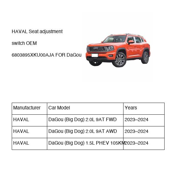 HAVAL Seat adjustment switch OEM 6803895XKU00AJA FOR DaGou 6803895XKU00AJA-HAVAL_OEM