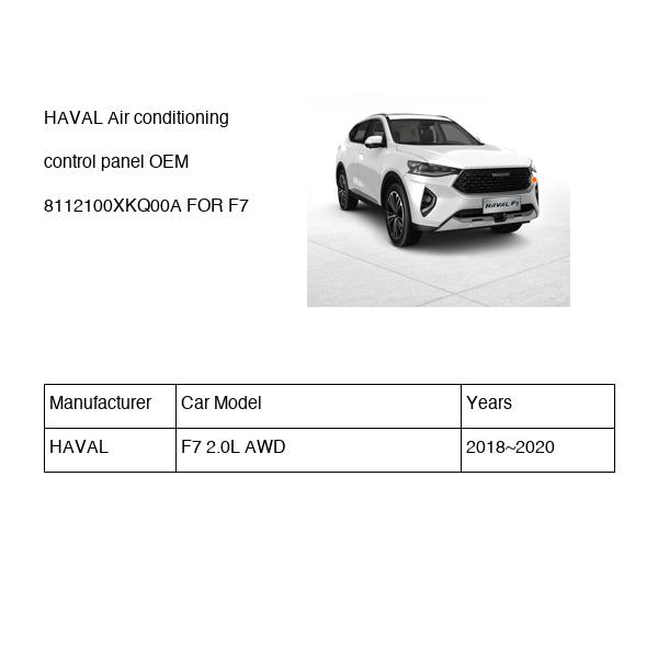 HAVAL Air conditioning control panel OEM 8112100XKQ00A FOR F7 8112100XKQ00A-HAVAL_OEM
