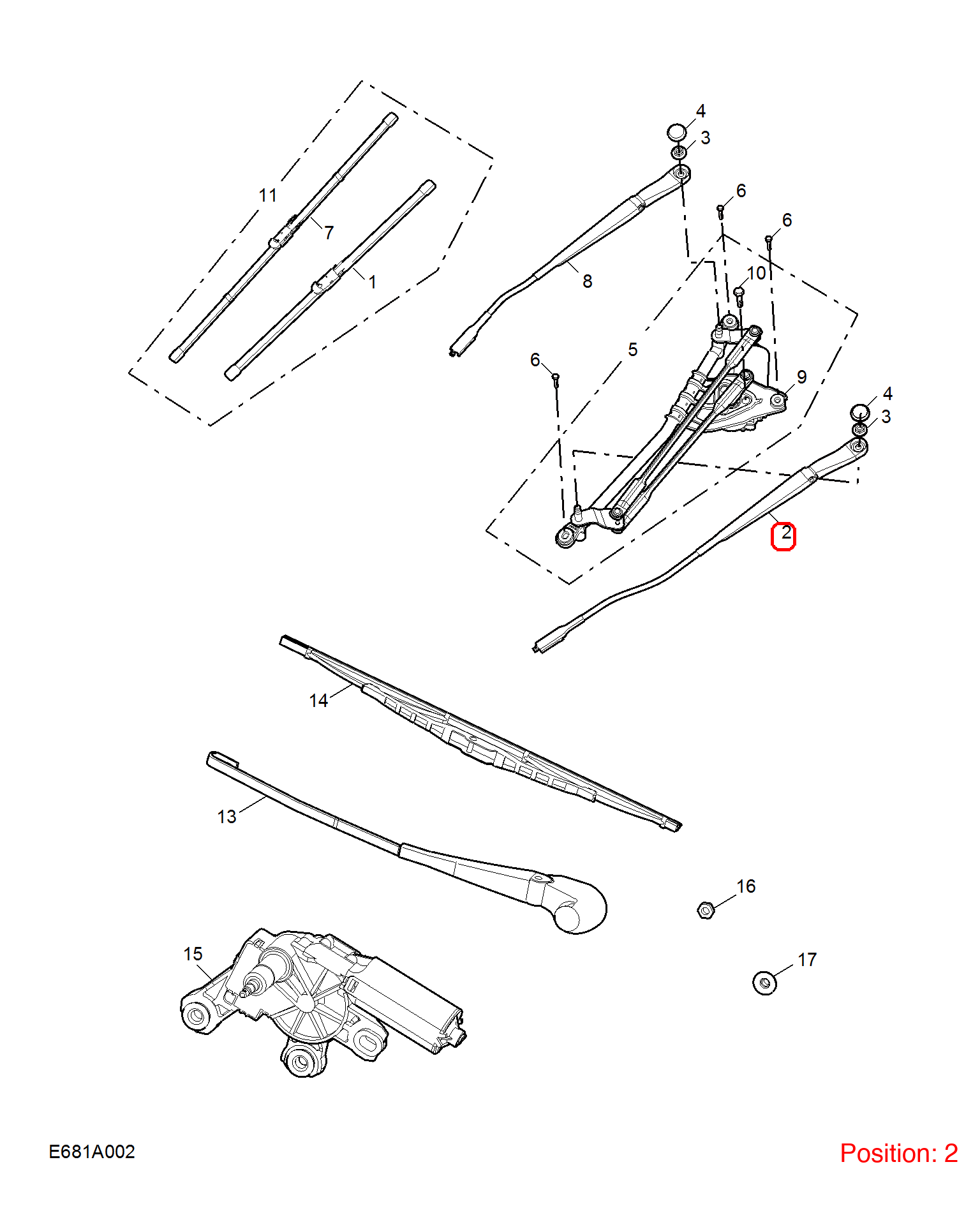 MG Wiper arm OEM 10000533 FOR MG6 MG550 10000533-MG_OEM