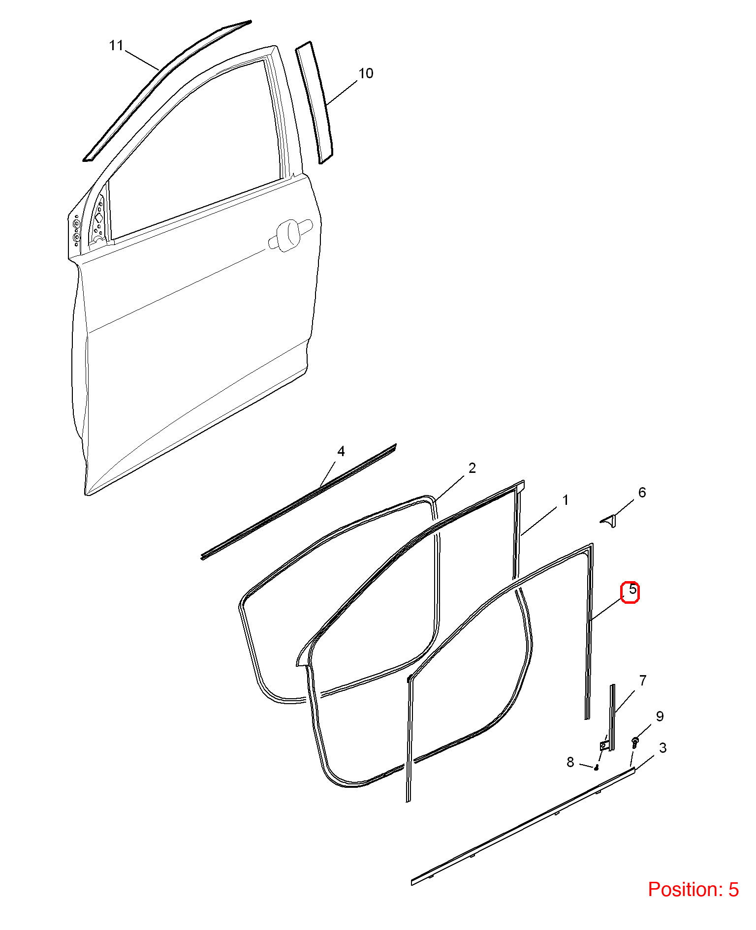 MG Door glass lift rubber strip OEM 10040226 FOR MG 10040226-MG_OEM