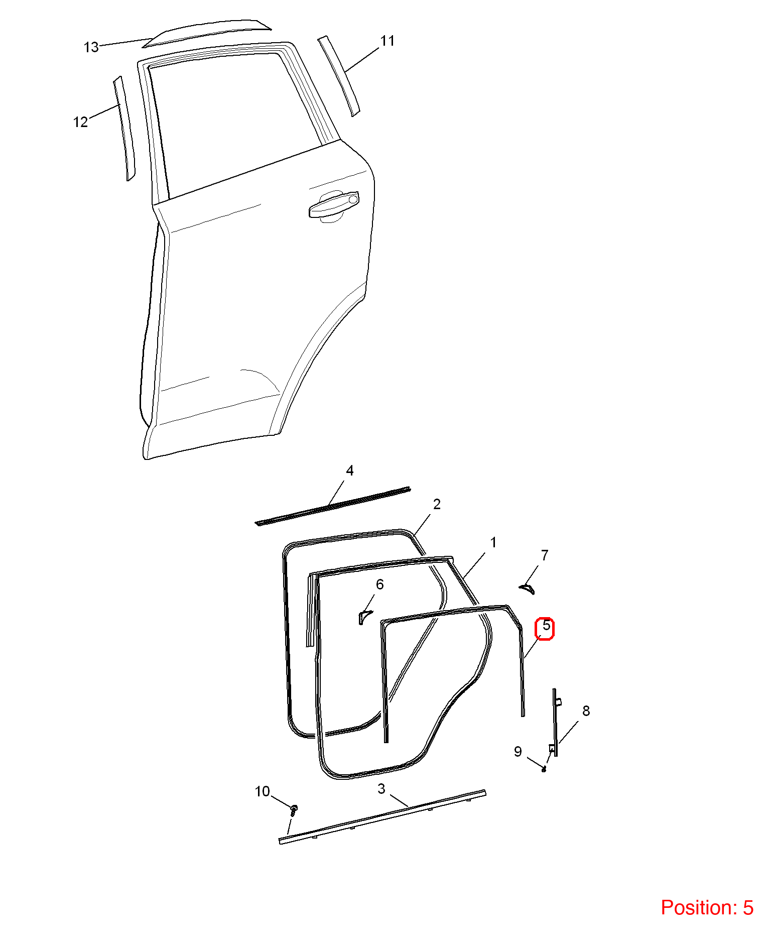 MG Door glass lift rubber strip OEM 10040227 FOR MG 10040227-MG_OEM