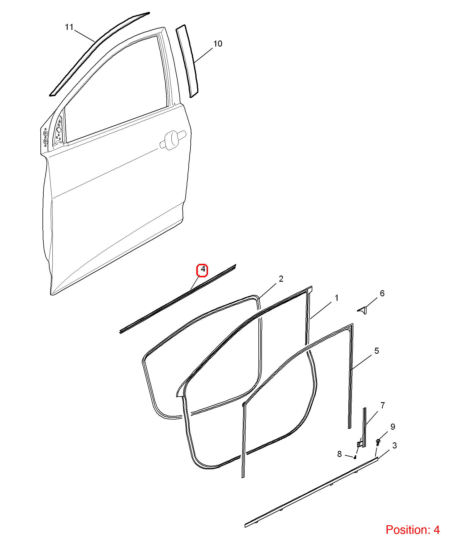MG Door glass pressure strip OEM 10040739 FOR MG 10040739-MG_OEM