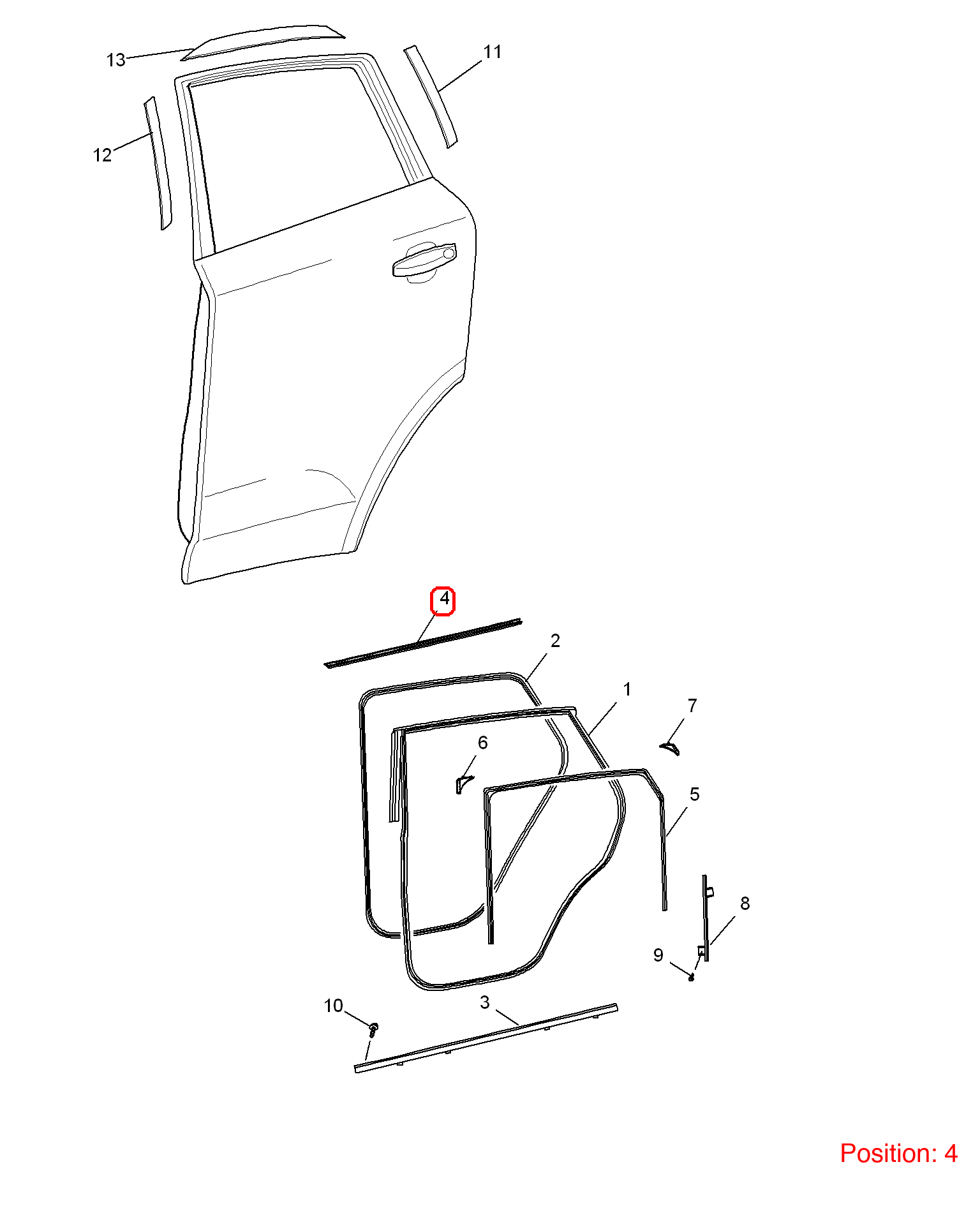 MG Door glass pressure strip OEM 10040741 FOR MG 10040741-MG_OEM