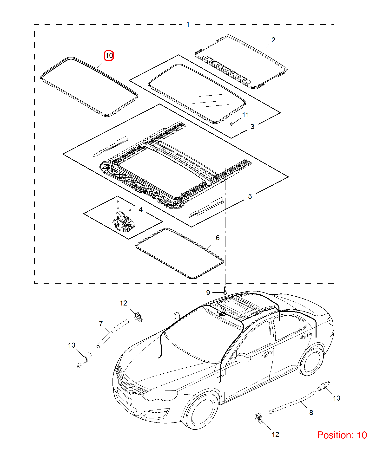 MG Sunroof seal OEM 10041356 FOR MG6 MG550 10041356-MG_OEM