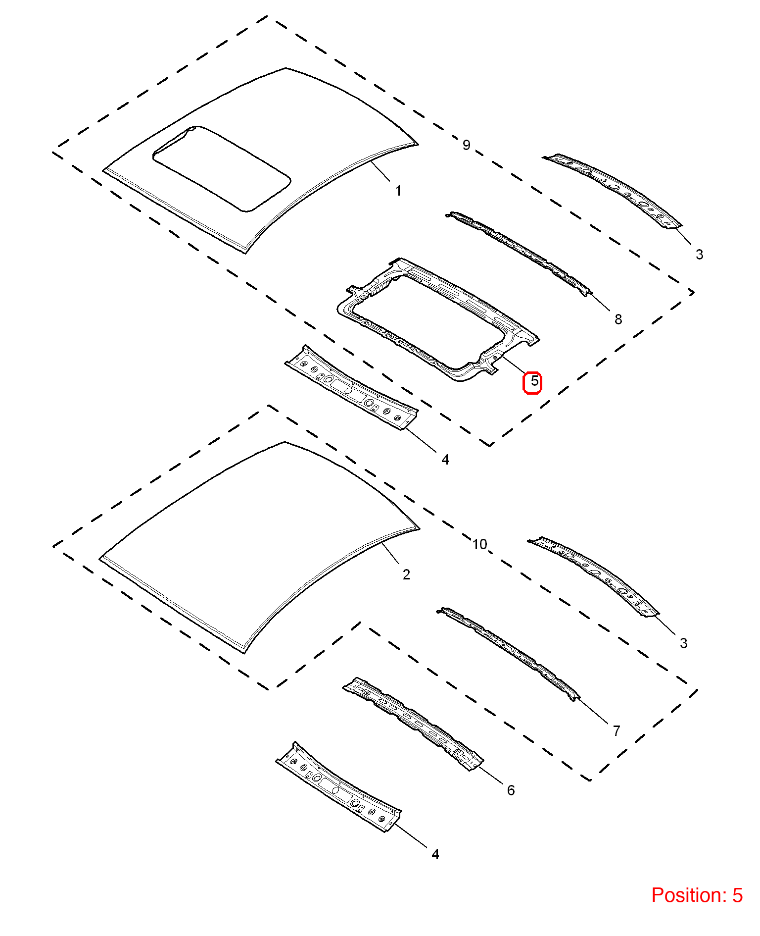MG PANORAMIC SUNROOF REAR SECTION REPAIR KIT OEM 10044759 FOR MG350 10044759-MG_OEM