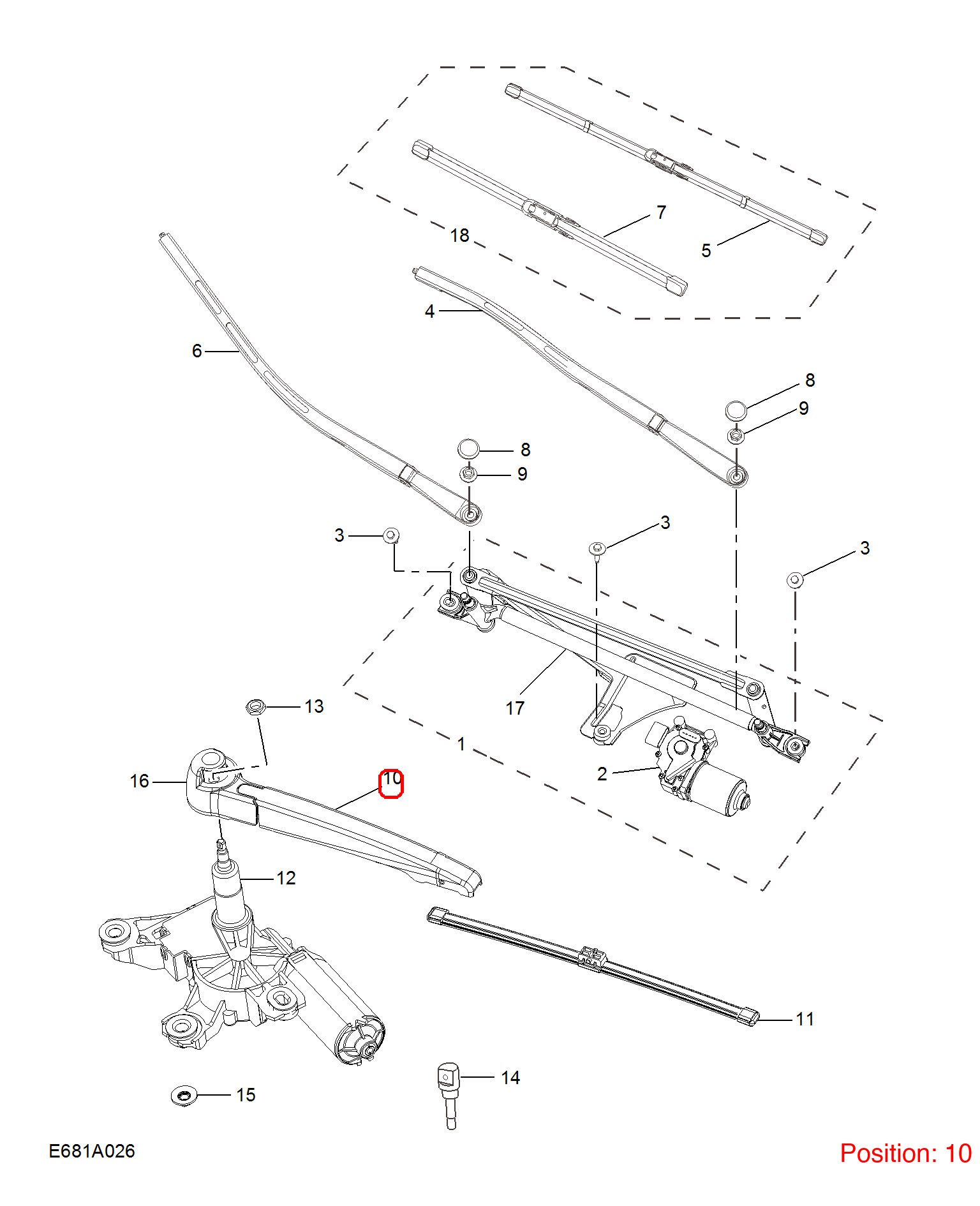 MG Wiper arm OEM 10050210 FOR MG5 10050210-MG_OEM