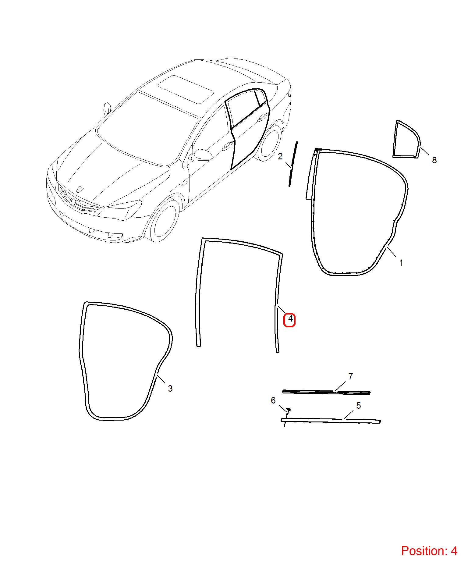 MG Door glass lift rubber strip OEM 10055648 FOR MG350 10055648-MG_OEM