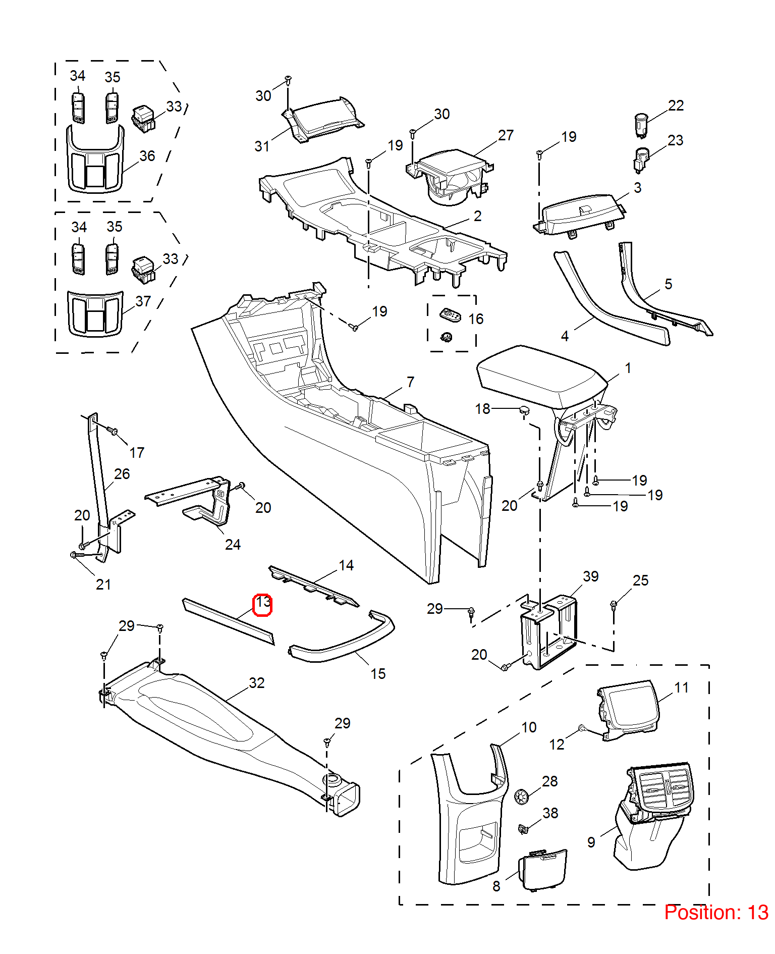 MG Armrest box trim strip OEM 10075140ASA2 FOR MG6 10075140ASA2-MG_OEM