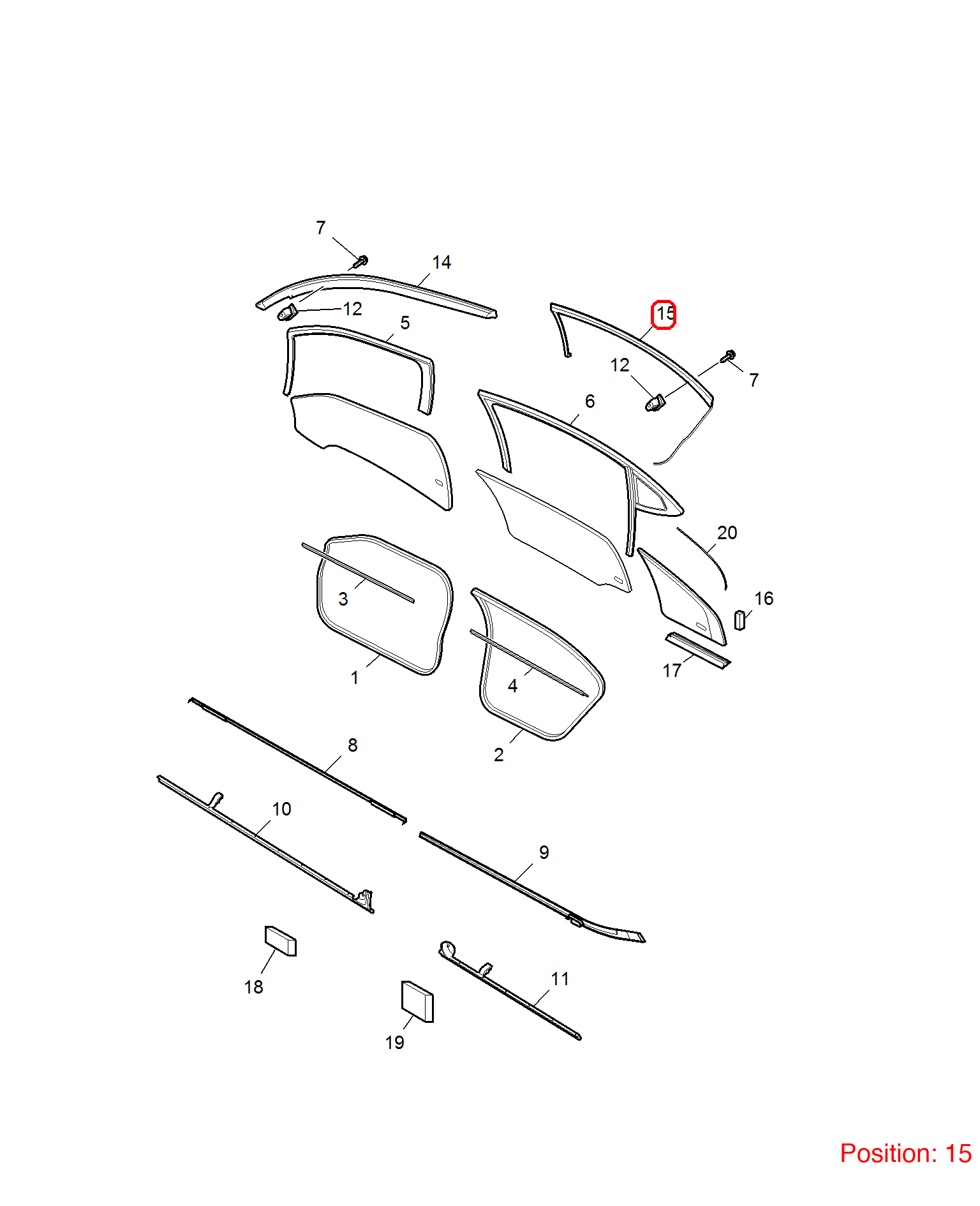 MG Door glass upper trim strip OEM 10081435 FOR MG6 MG550 10081435-MG_OEM