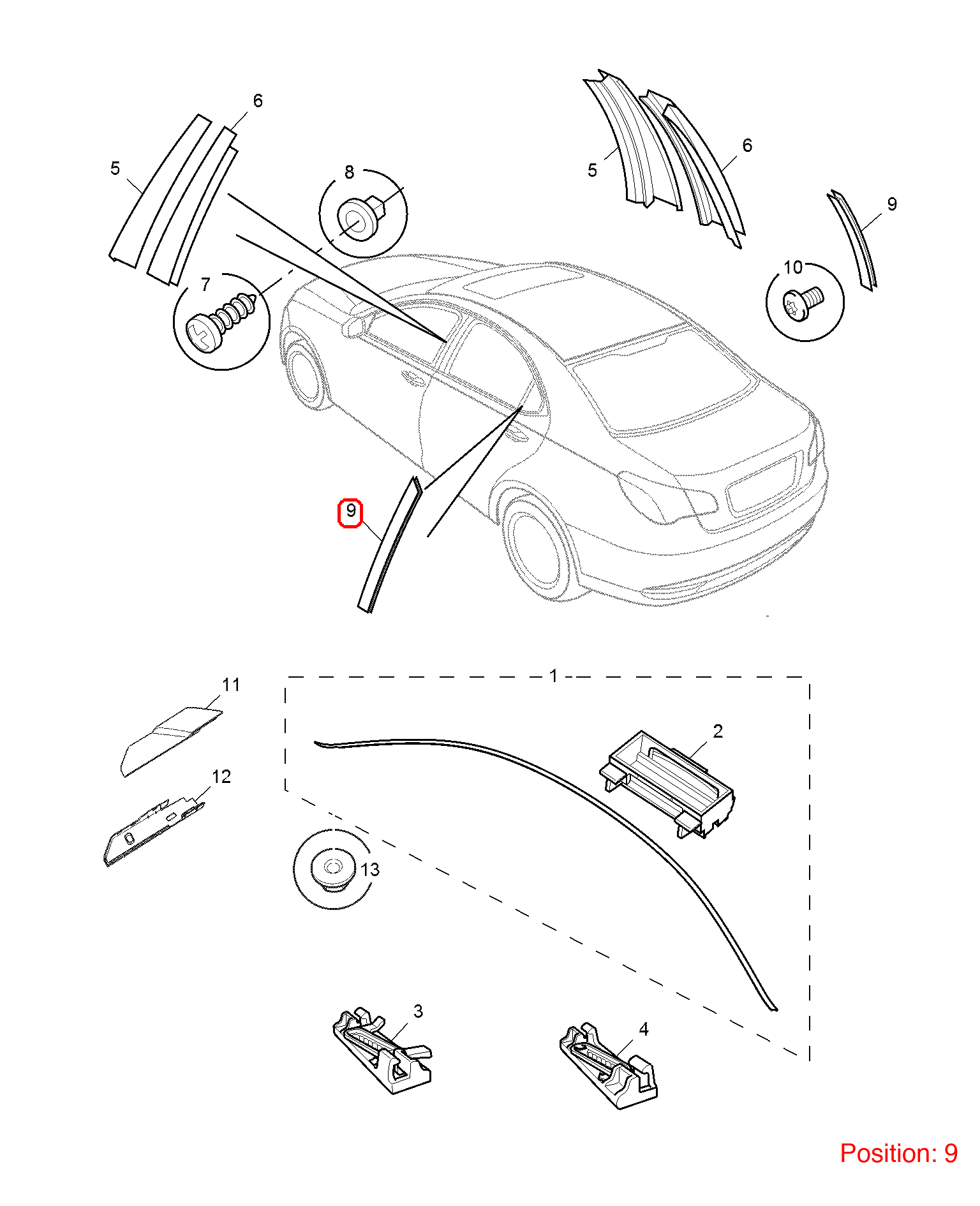 MG Door glass trim panel OEM 10081614 FOR MG6 MG550 10081614-MG_OEM