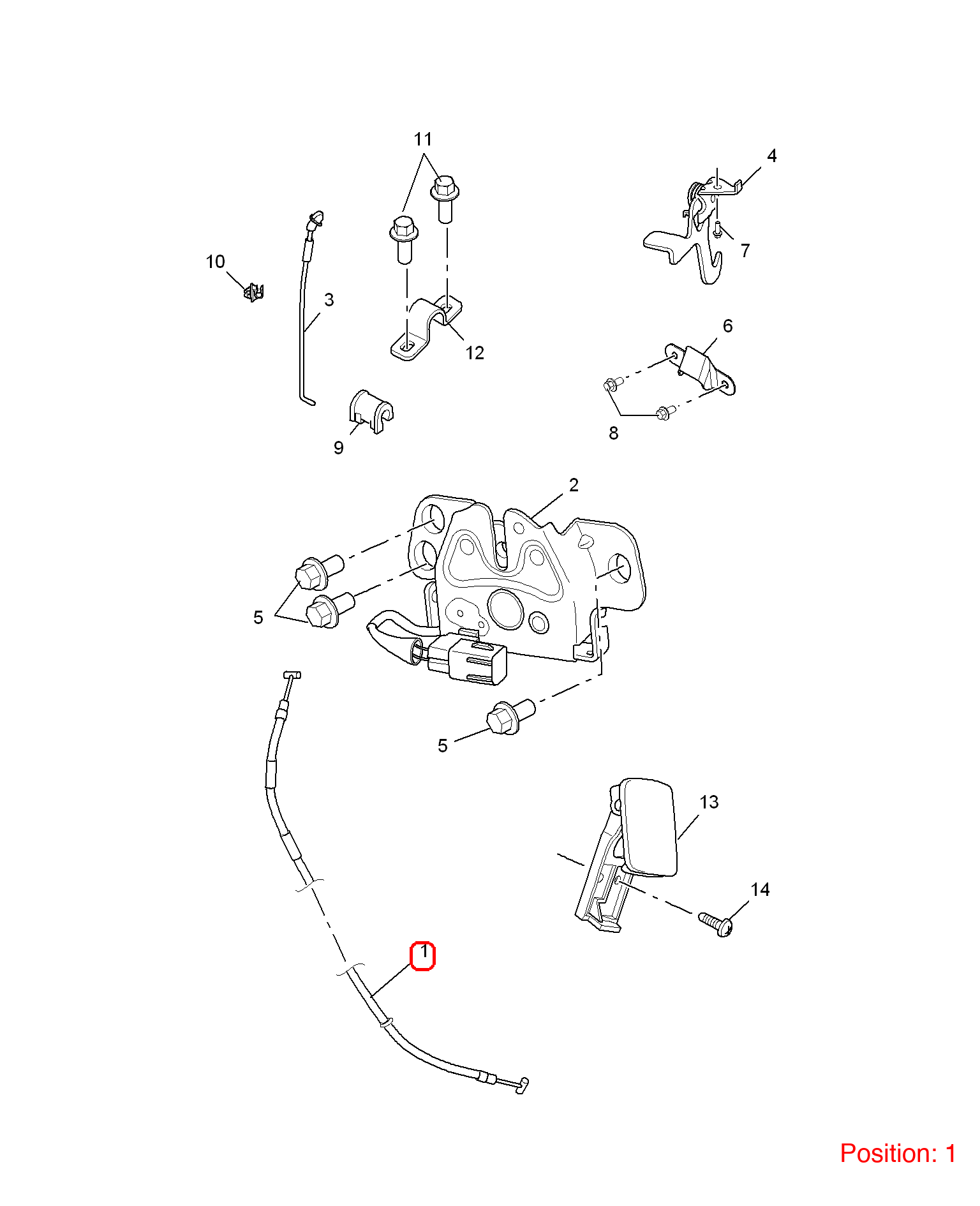 MG Hood Release Cable OEM 10096035 FOR MG RX5 10096035-MG_OEM