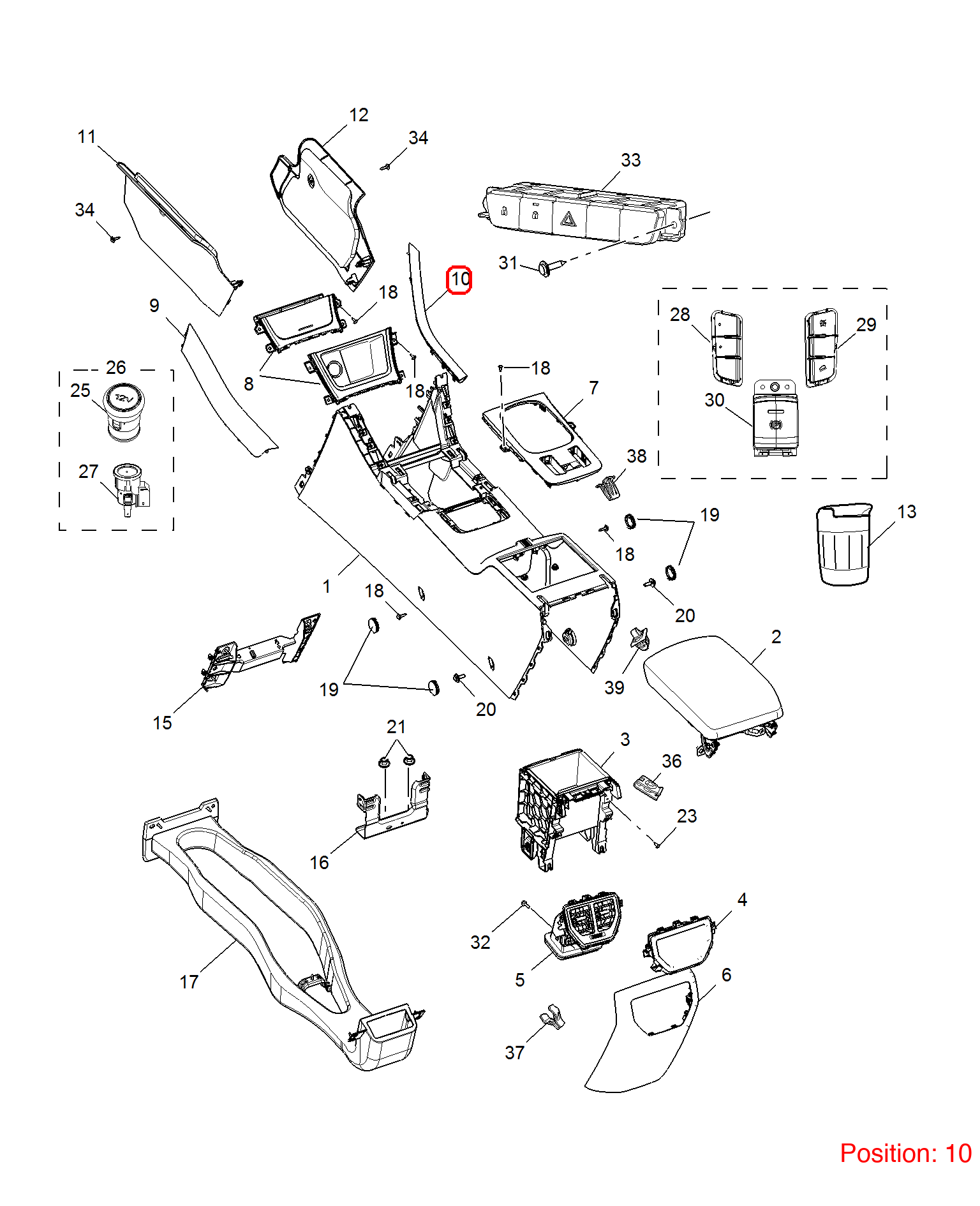 MG Armrest box trim strip OEM 10105299ESD FOR MG 10105299ESD-MG_OEM