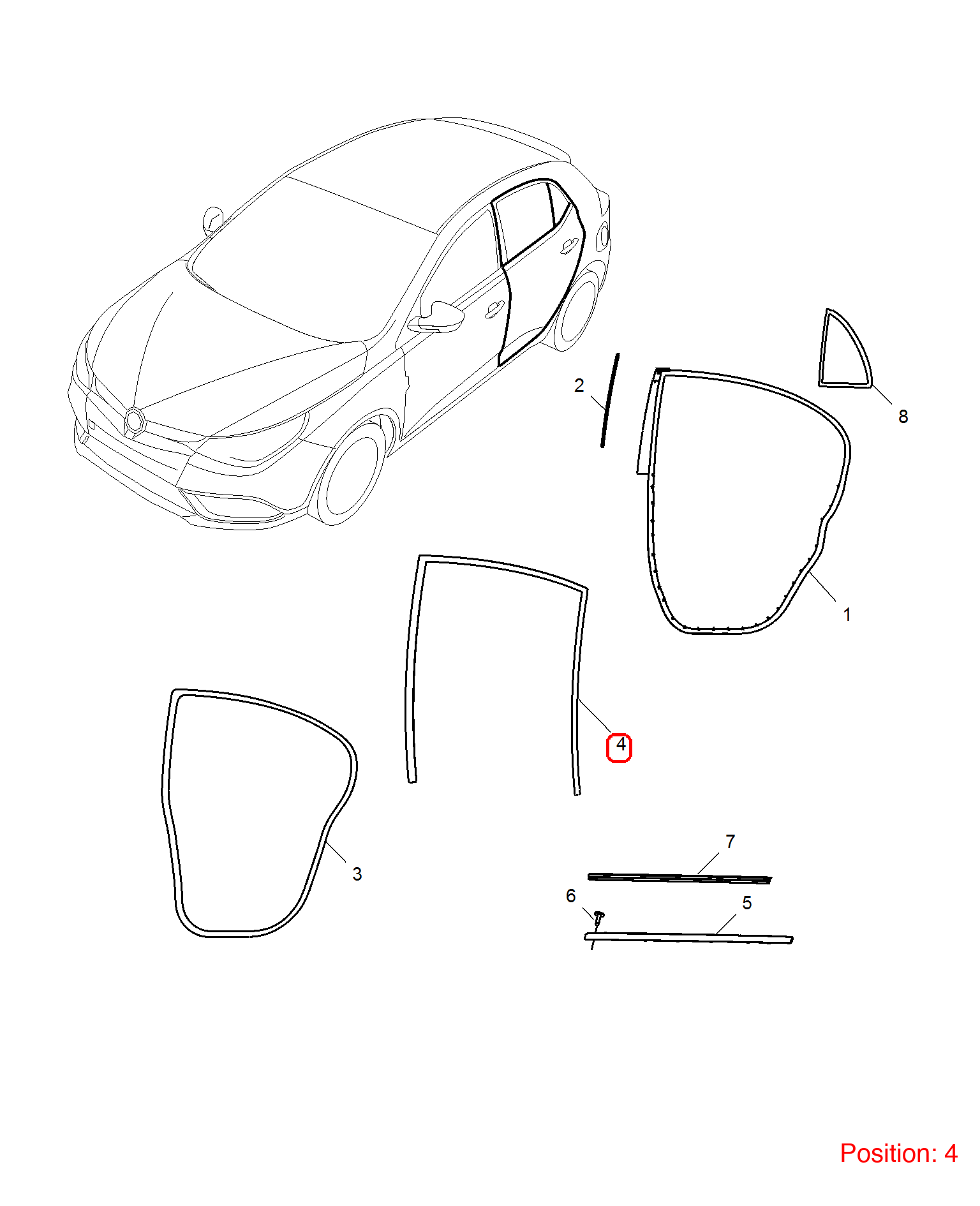 MG Door glass lift rubber strip OEM 10106411 FOR MG5 10106411-MG_OEM