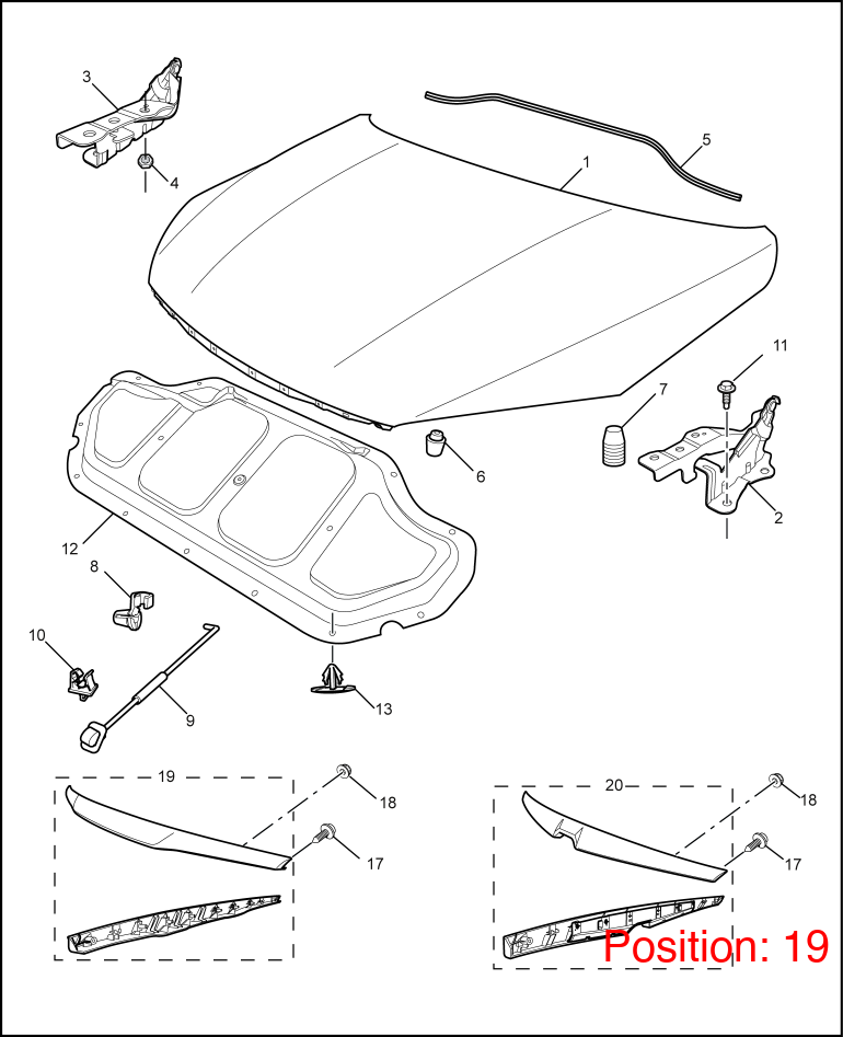 MG Hood trim strip OEM 10109321 FOR MG350 10109321-MG_OEM