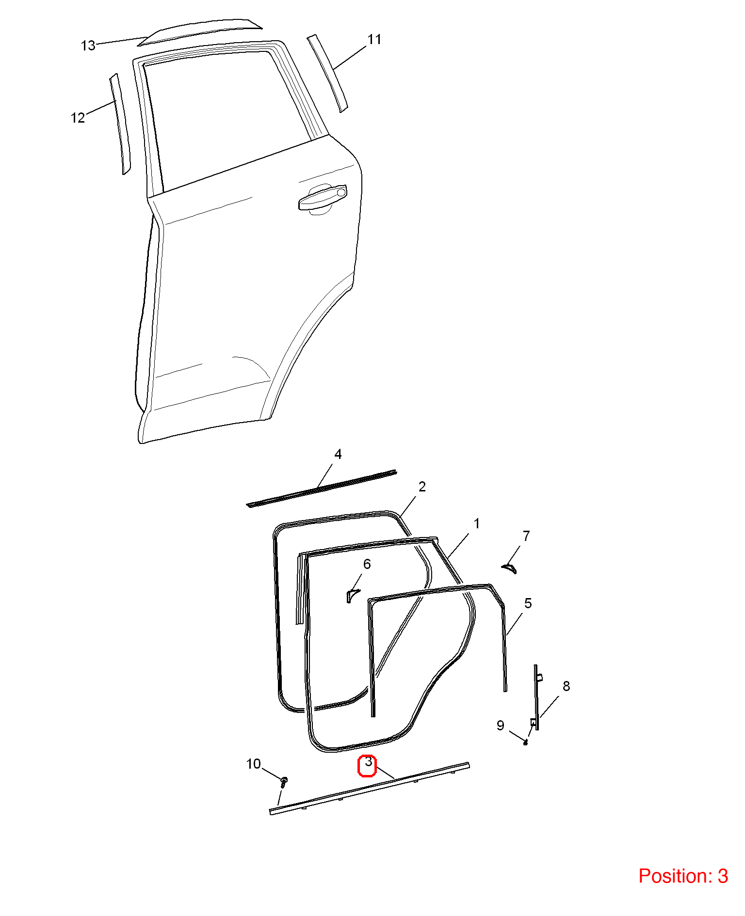 MG Door glass pressure strip OEM 10111615 FOR MG 10111615-MG_OEM