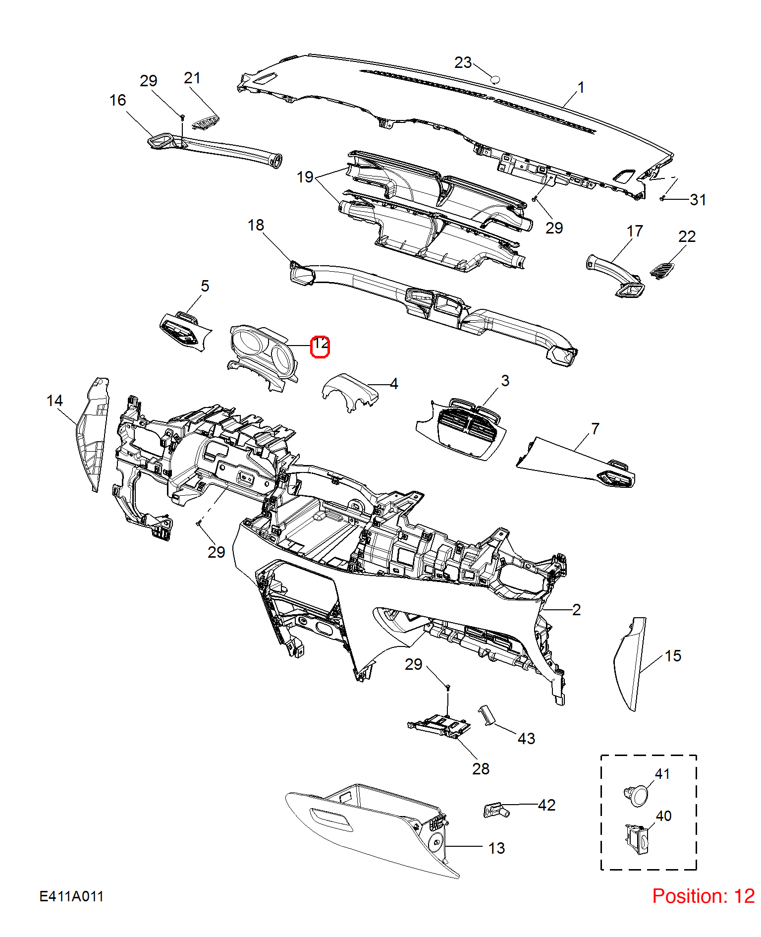 MG Combination instrument trim panel OEM 10112807 FOR MG 10112807-MG_OEM