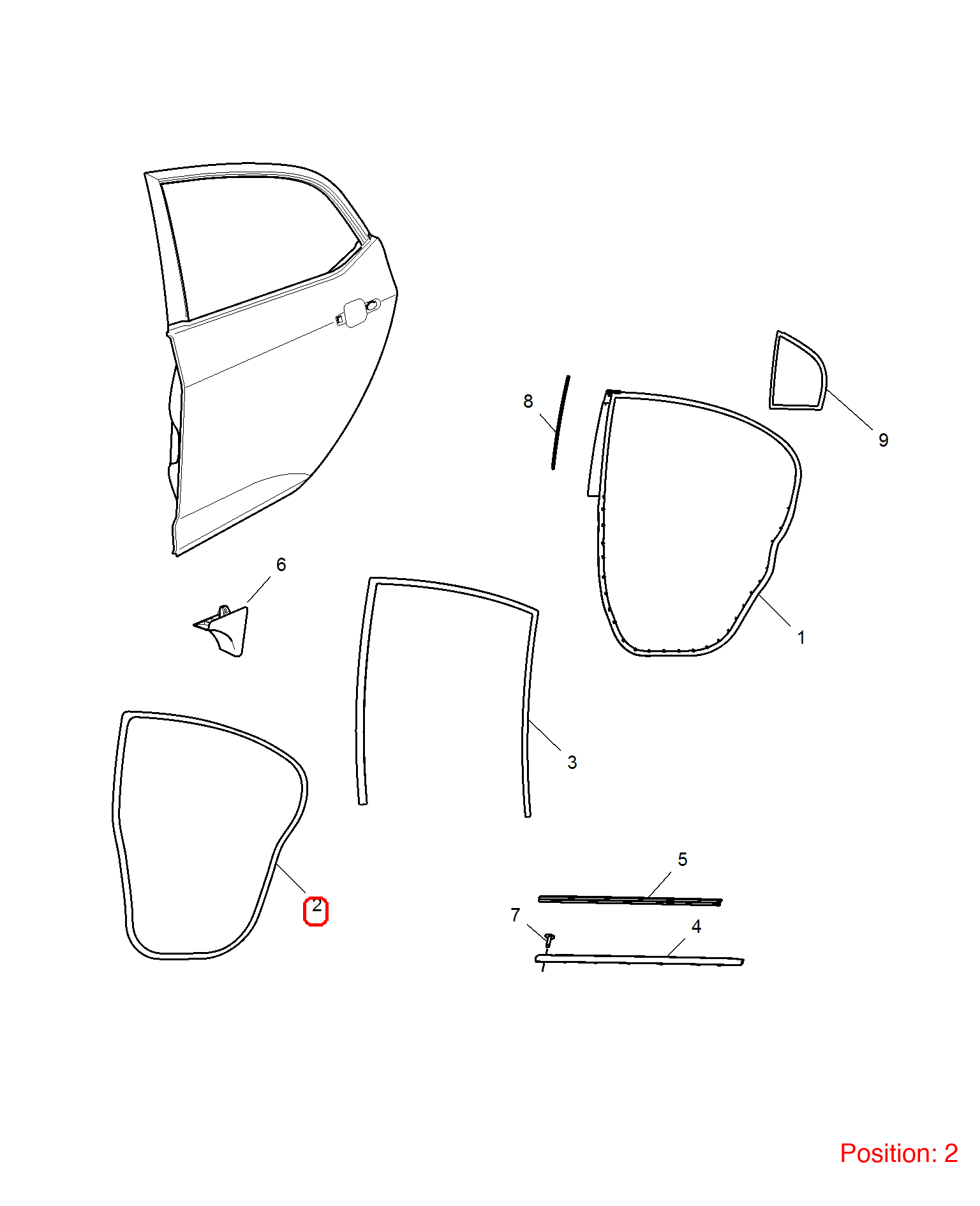 MG Door frame weatherstrip OEM 10125110 10125110-MG_OEM
