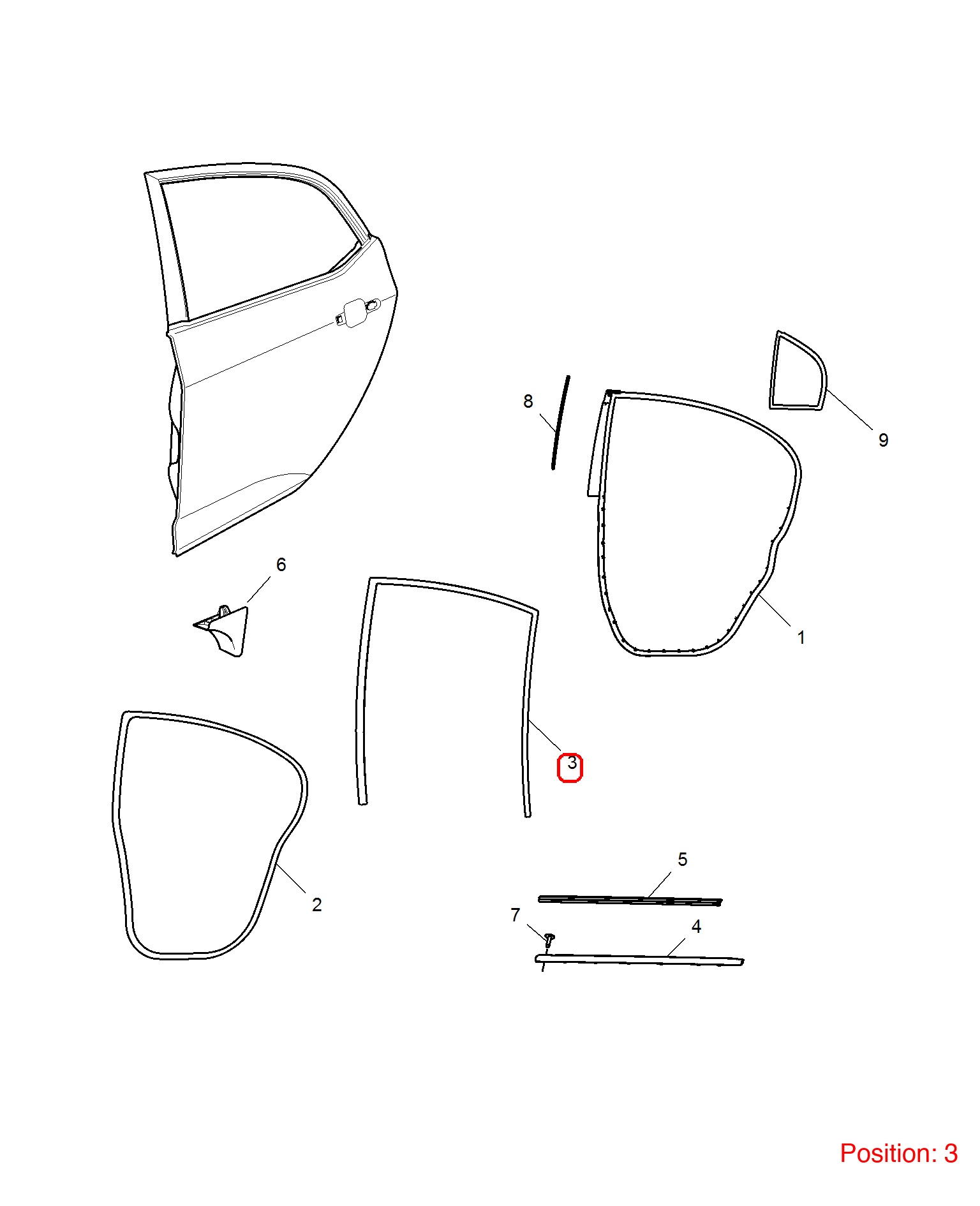 MG Door glass lift rubber strip OEM 10125113 10125113-MG_OEM