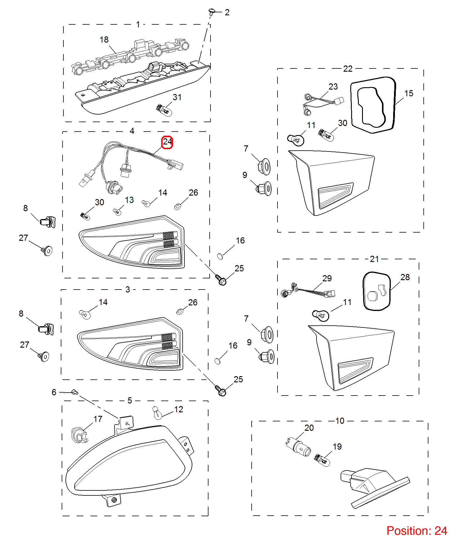 MG Rear taillight wiring harness OEM 10143532 FOR MG 10143532-MG_OEM