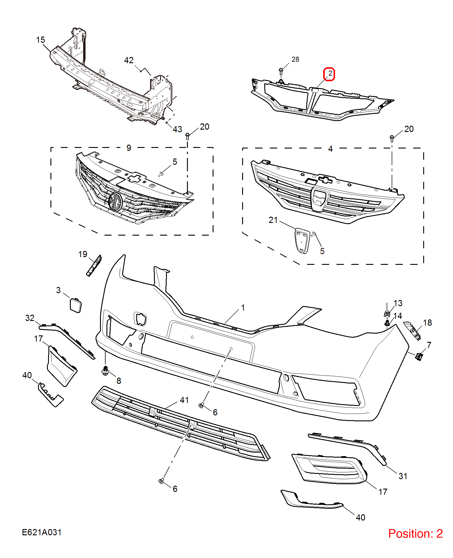 MG Bumper Cover Bracket OEM 10154555 10154555-MG_OEM