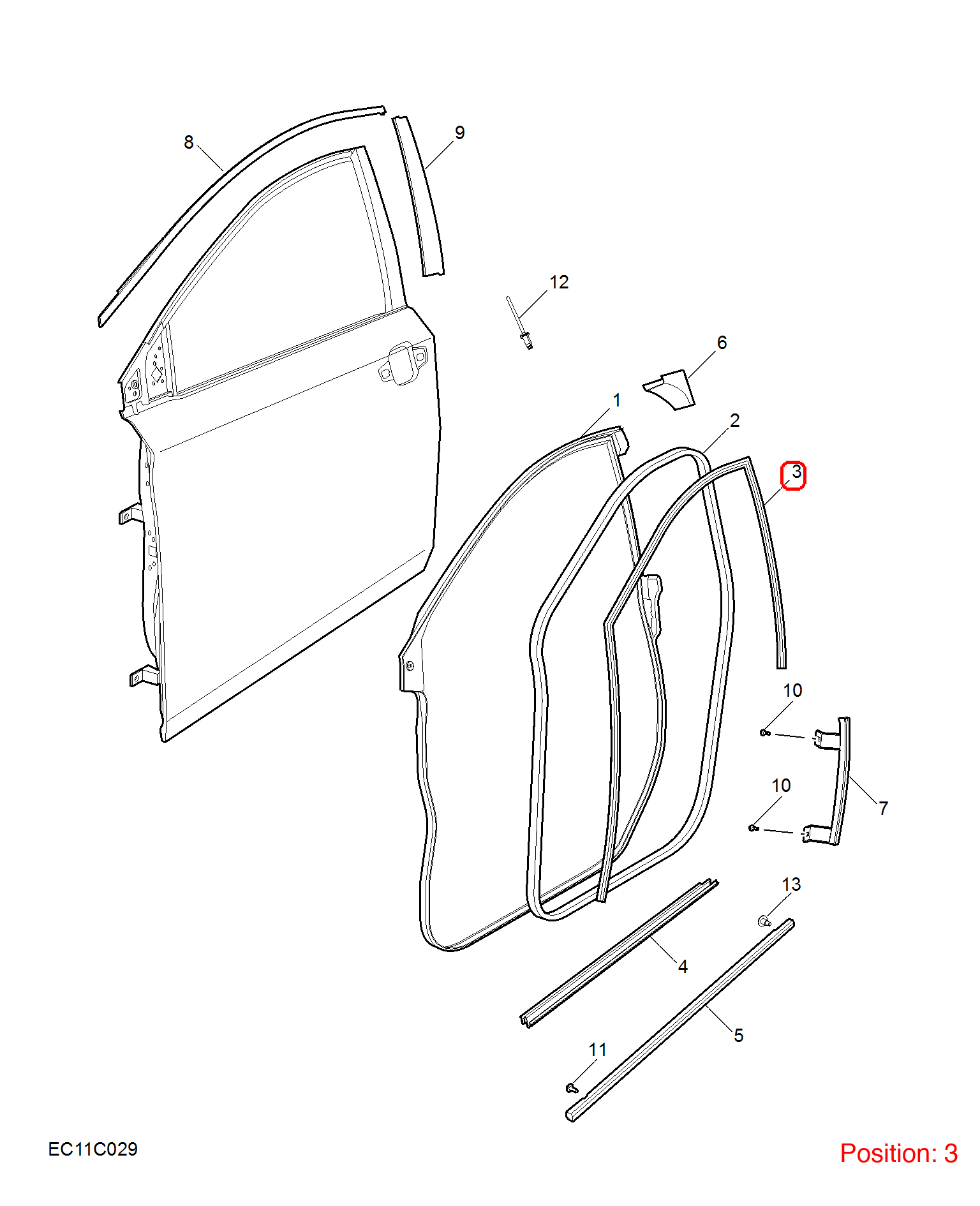 MG Door glass lift rubber strip OEM 10155470 FOR MG6 10155470-MG_OEM