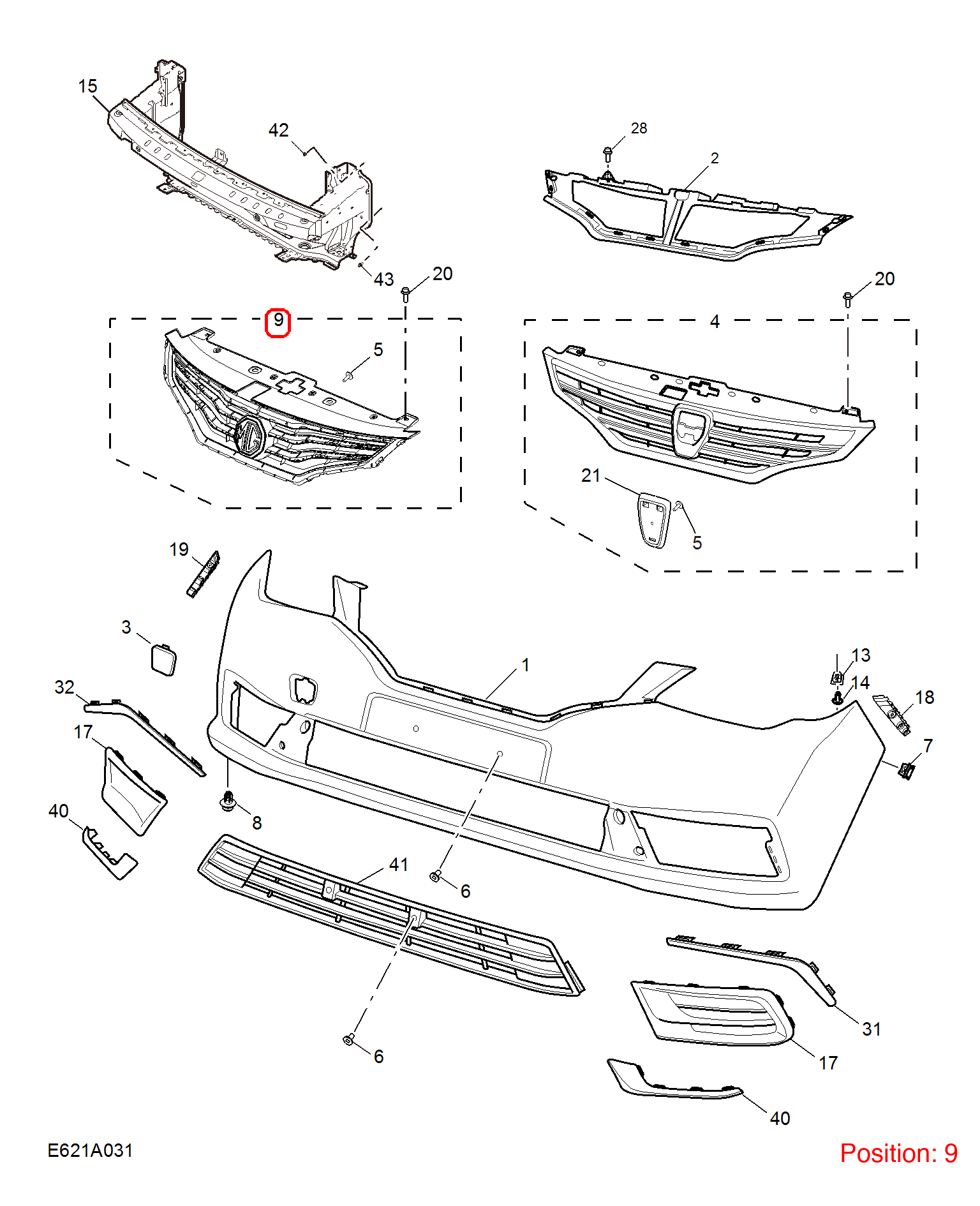 MG Front grille OEM 10162423 10162423-MG_OEM