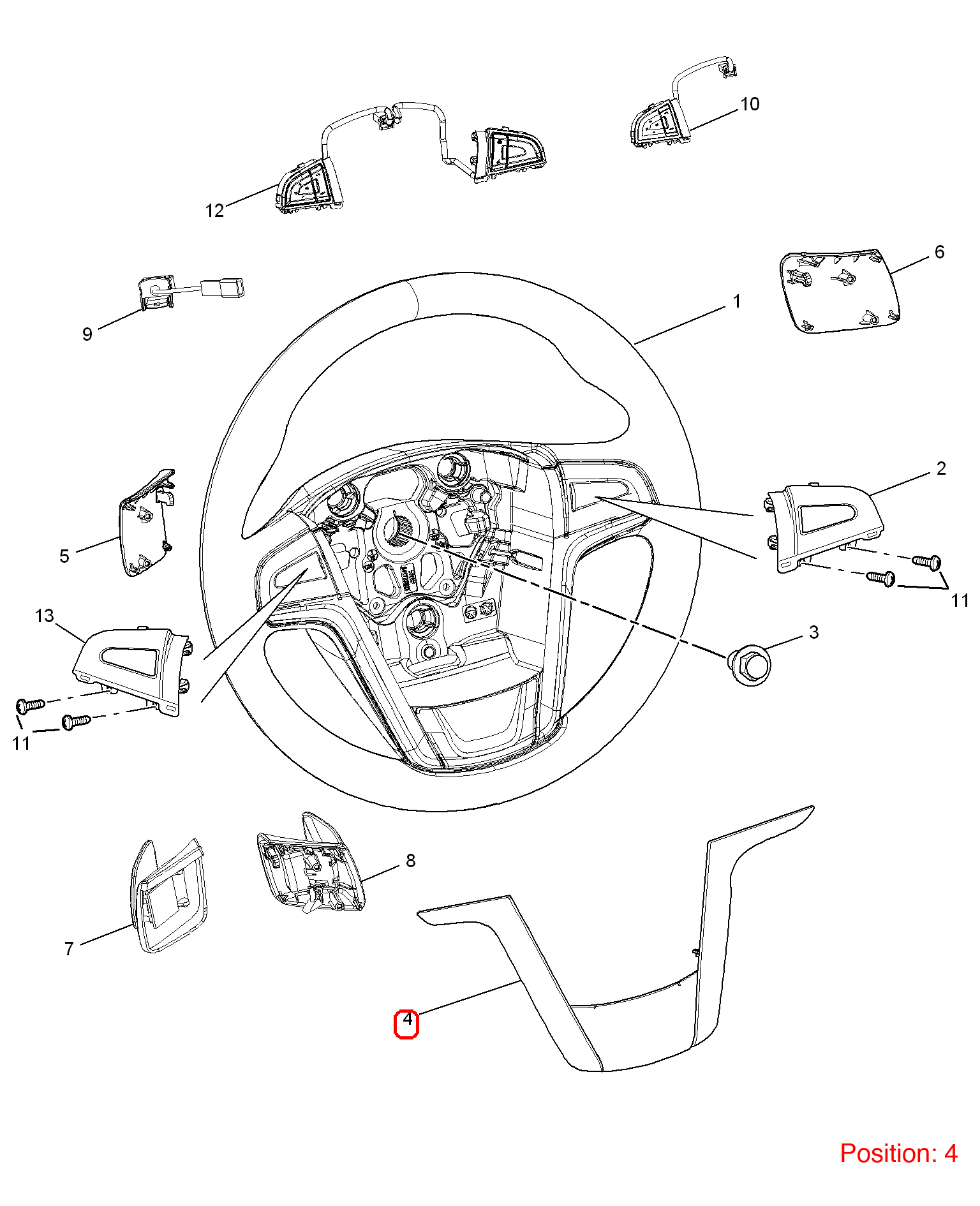 MG Steering wheel trim panel OEM 10168313 FOR MG 10168313-MG_OEM