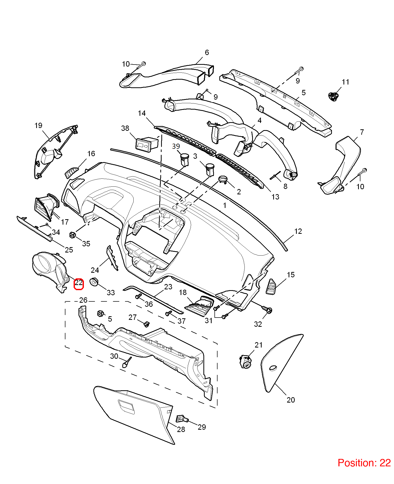 MG Combination instrument trim panel OEM 10182373 FOR MG5 10182373-MG_OEM