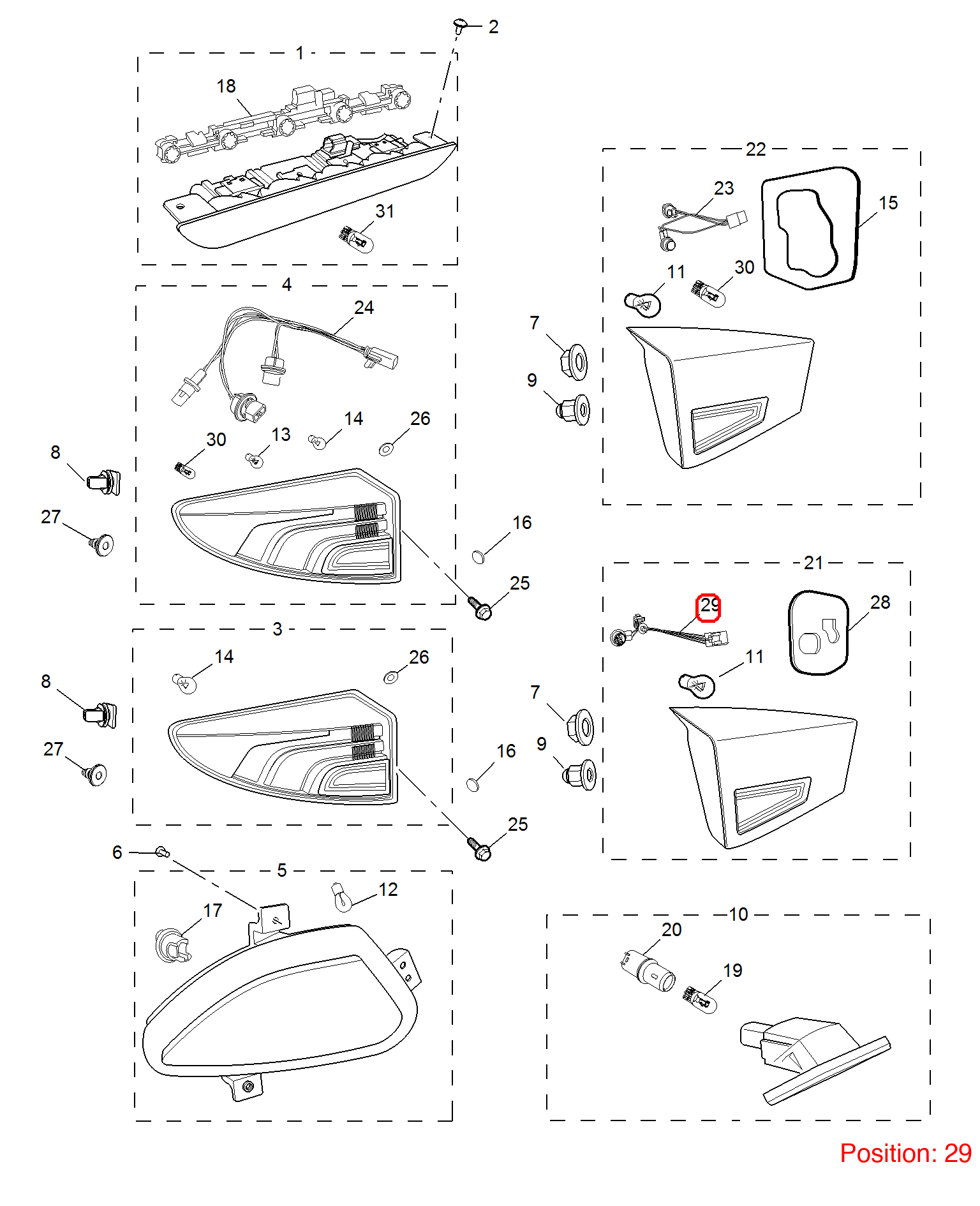 MG Rear taillight wiring harness OEM 10197443 FOR MG 10197443-MG_OEM