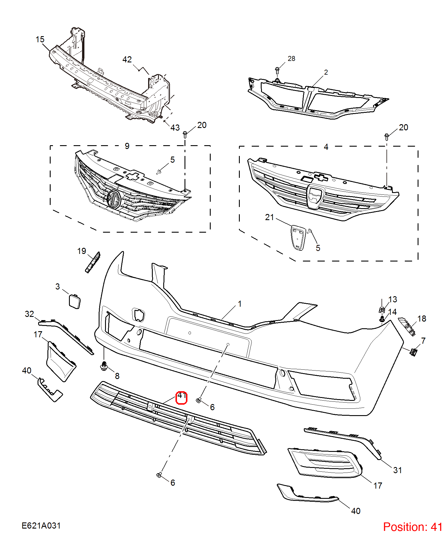MG Bumper grille OEM 10215059 10215059-MG_OEM