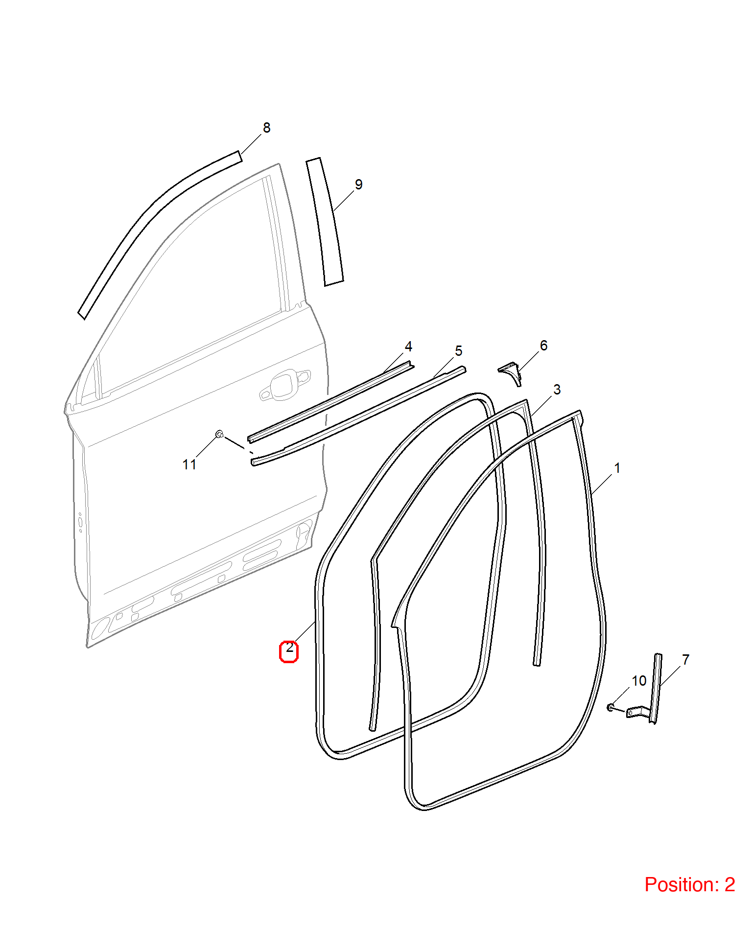 MG Door frame weatherstrip OEM 10229791 FOR MG 10229791-MG_OEM
