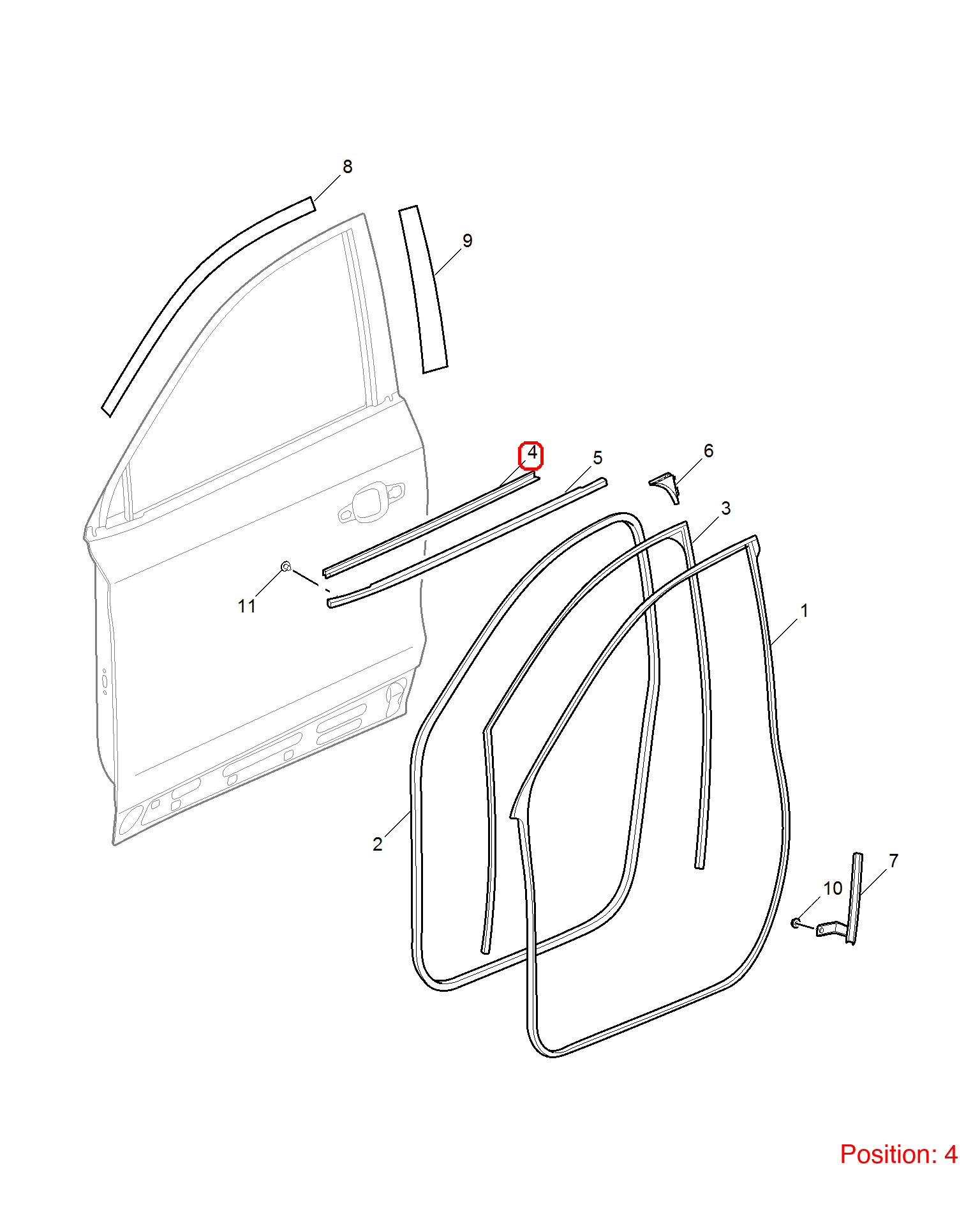 MG Door glass pressure strip OEM 10229807 FOR MG 10229807-MG_OEM