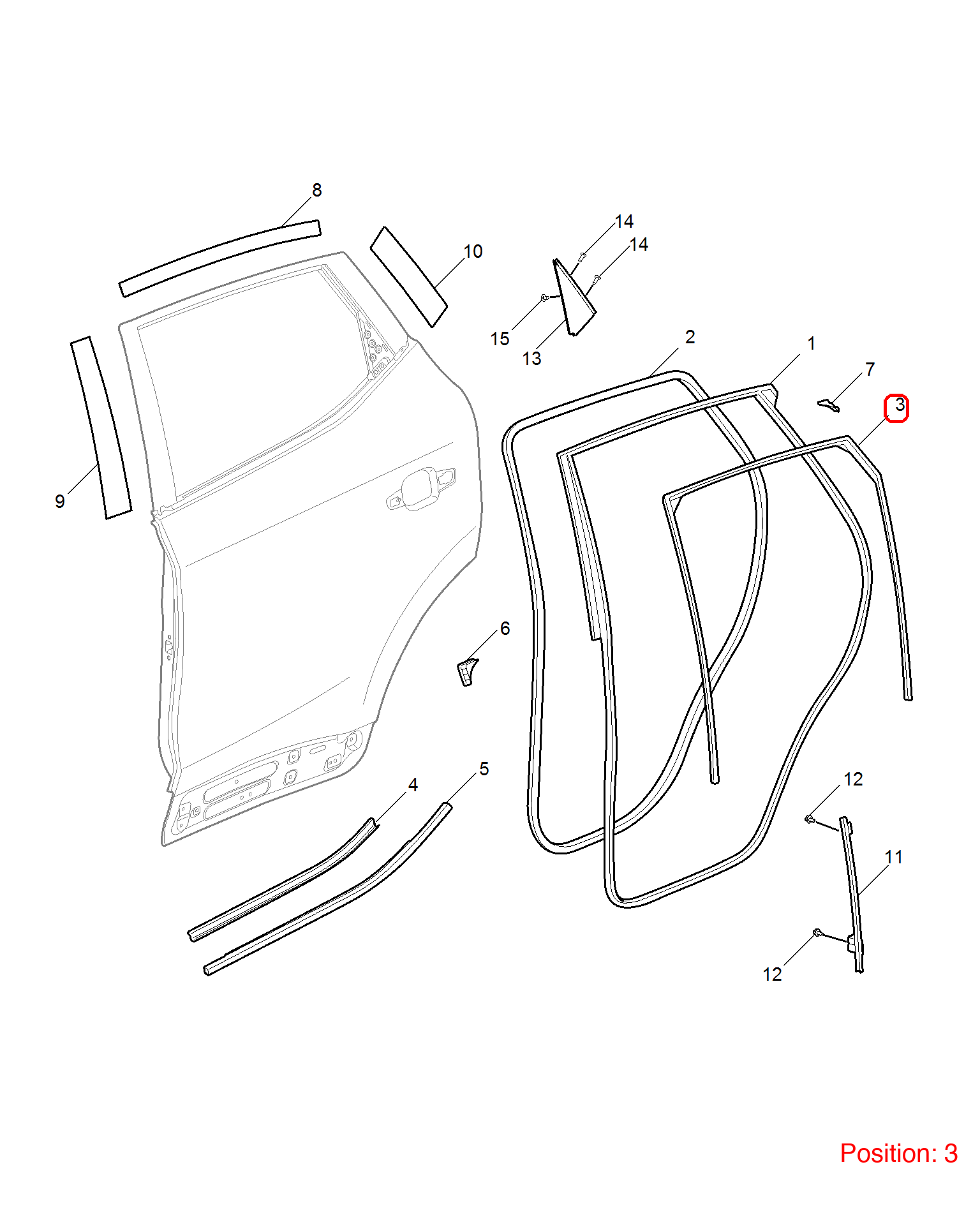 MG Door glass lift rubber strip OEM 10232793 FOR MG 10232793-MG_OEM