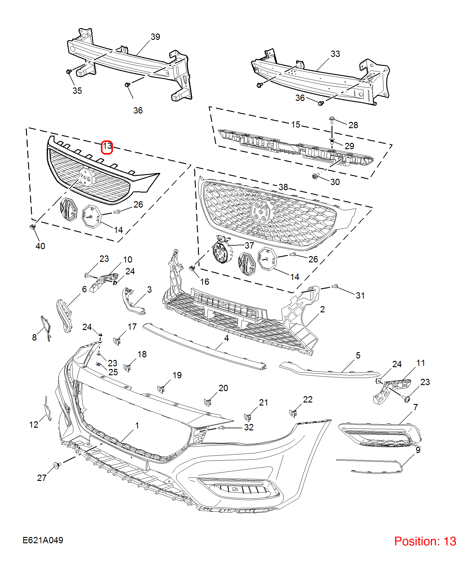 MG Front grille OEM 10239145 FOR MG6 10239145-MG_OEM