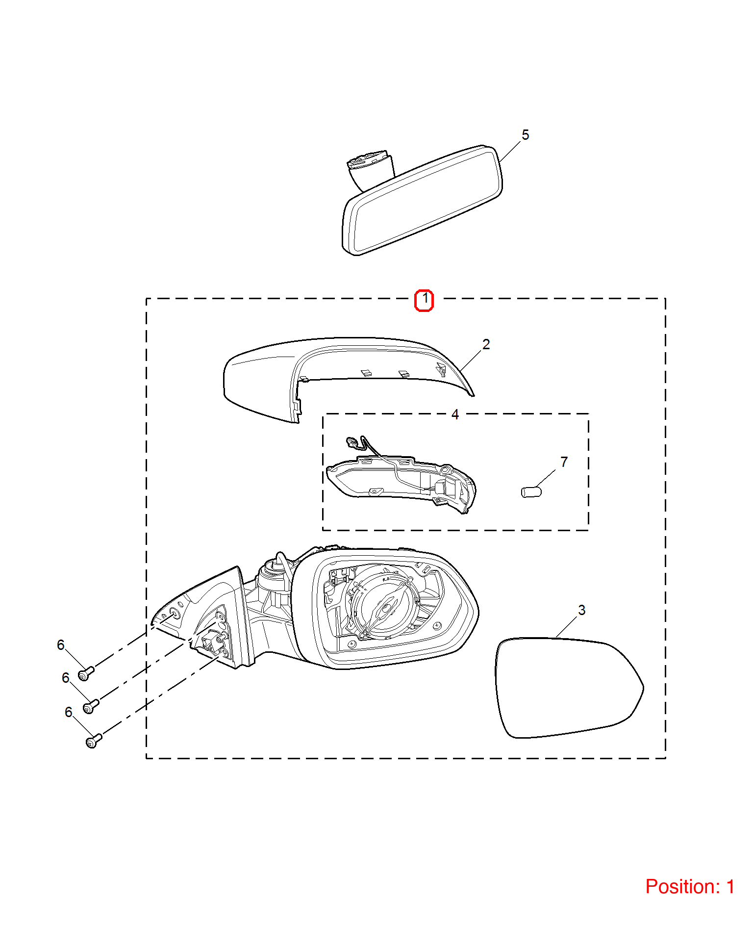 MG Reverse mirror assembly OEM 10251104SPRP FOR MG 10251104SPRP-MG_OEM