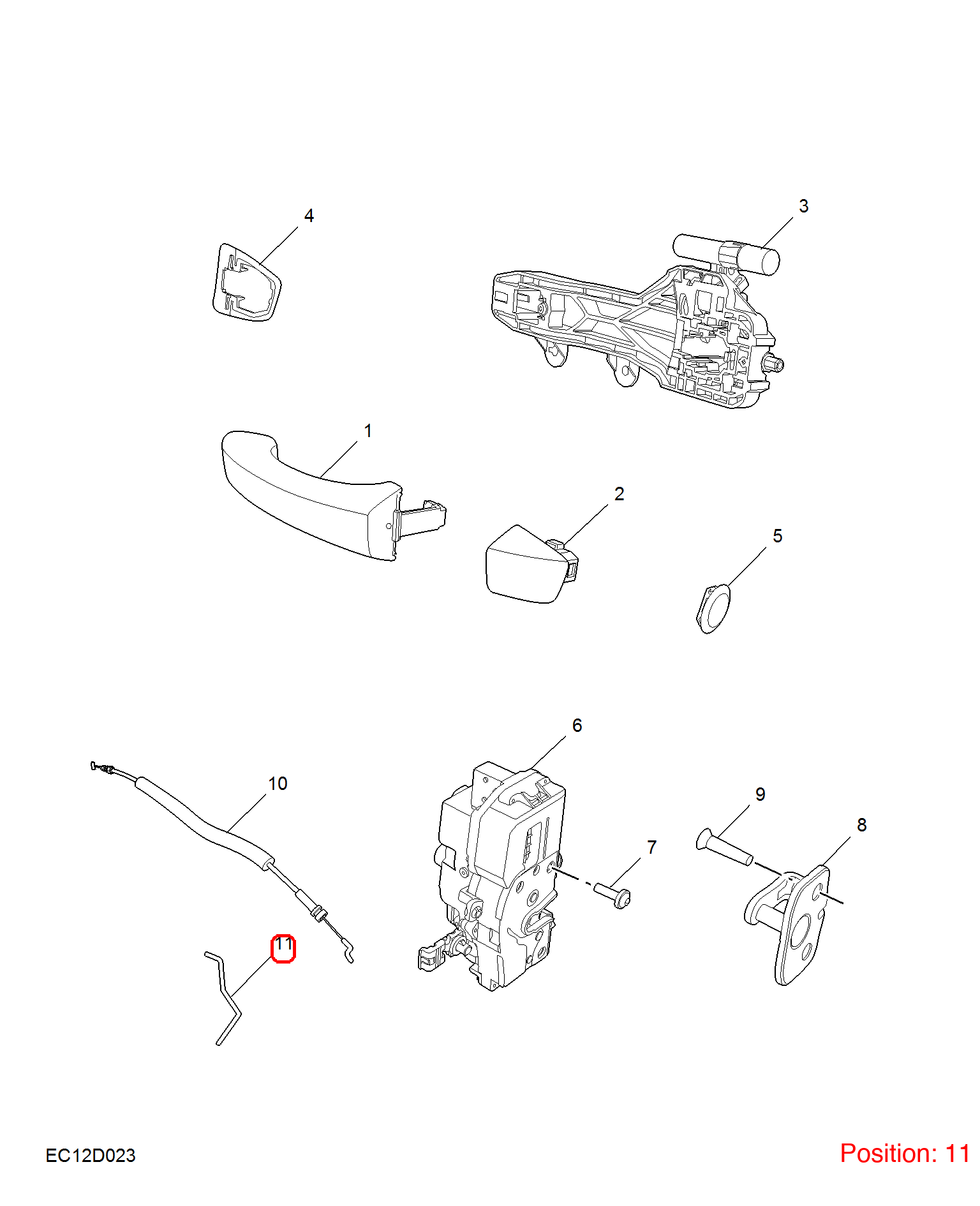 MG Door handle pull rod OEM 10256604 FOR MG 10256604-MG_OEM