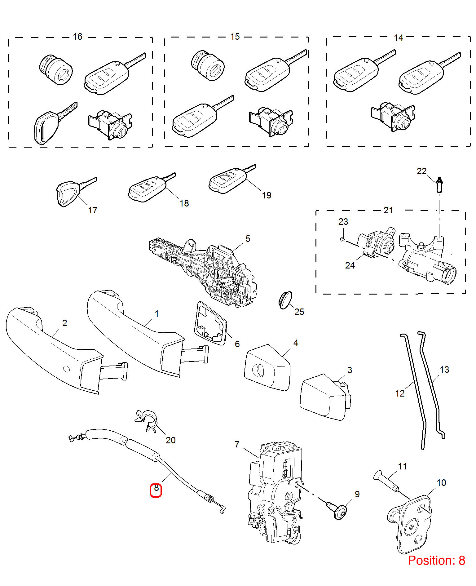 MG Door lock mechanism pull wire OEM 10275956 FOR MG 10275956-MG_OEM