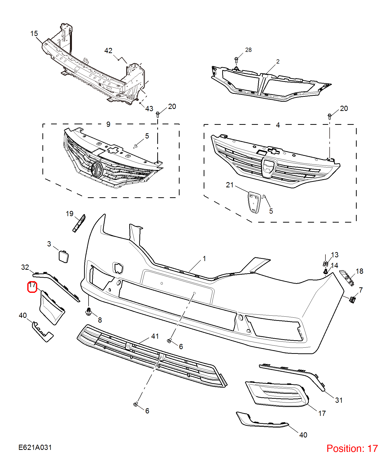 MG Fog lamp cover trim OEM 10282035 10282035-MG_OEM