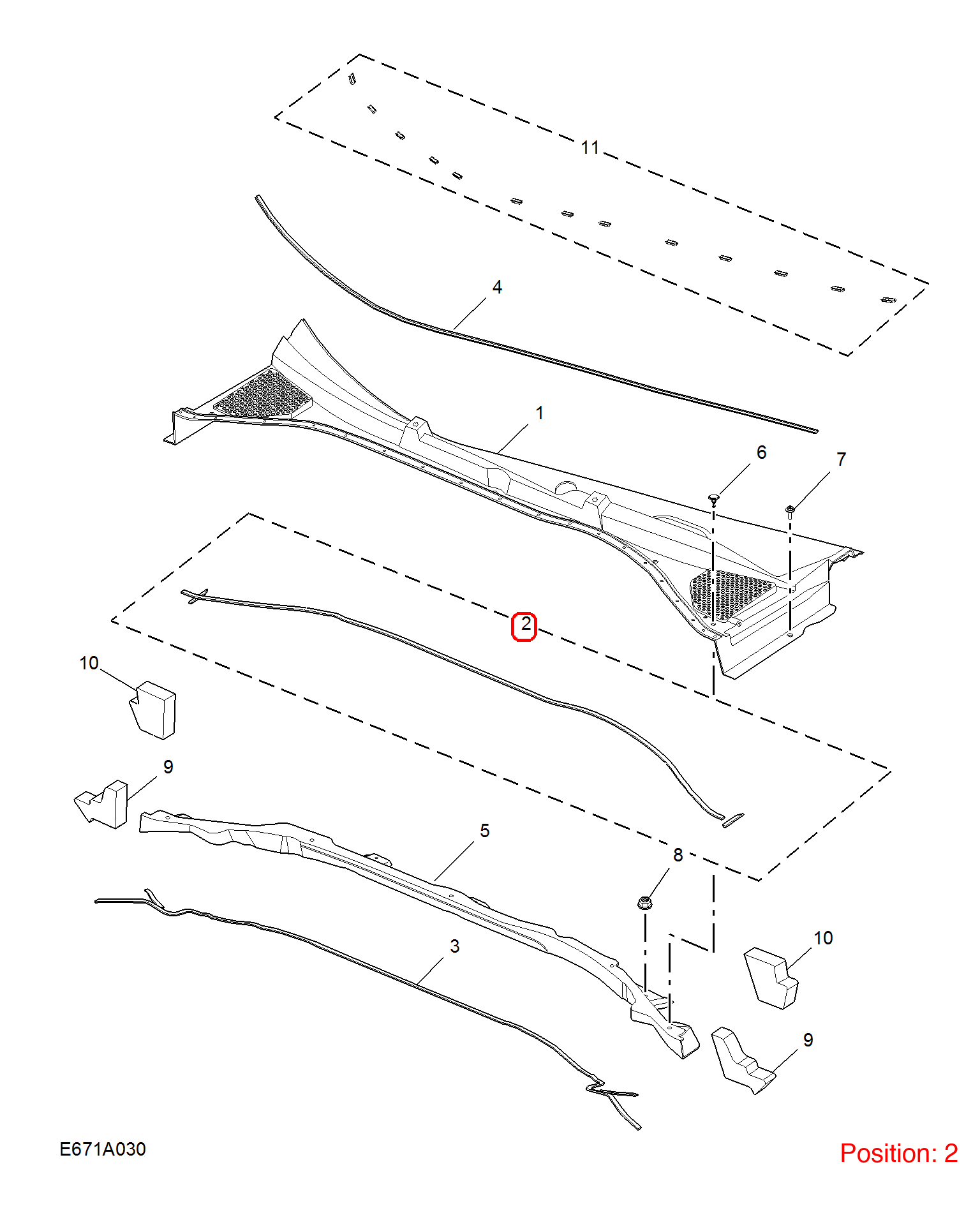 MG Front windshield water deflector rubber strip OEM 10301029 FOR MG6 10301029-MG_OEM